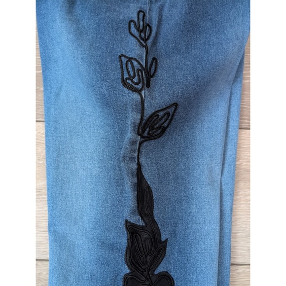 Basix II Jeans Cutout Black Lace Floral Bootcut Boho Size 8 NWT - Picture 5 of 8